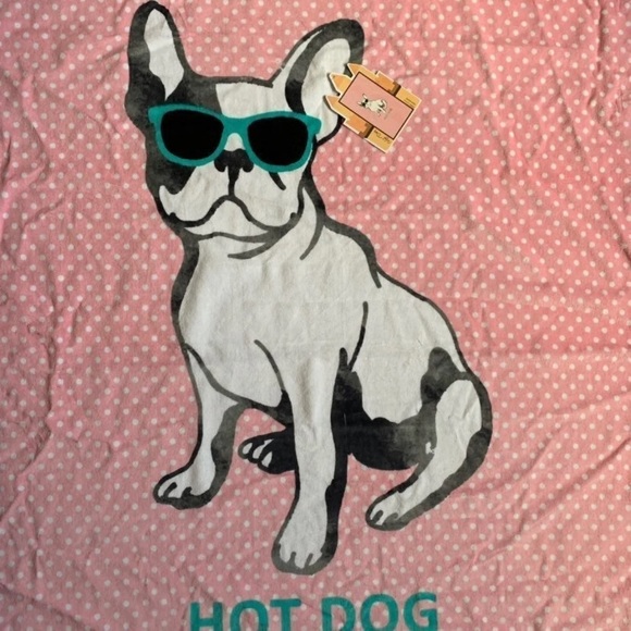 Boston Terrier beach towel hot dog polka dot pink - Picture 3 of 7